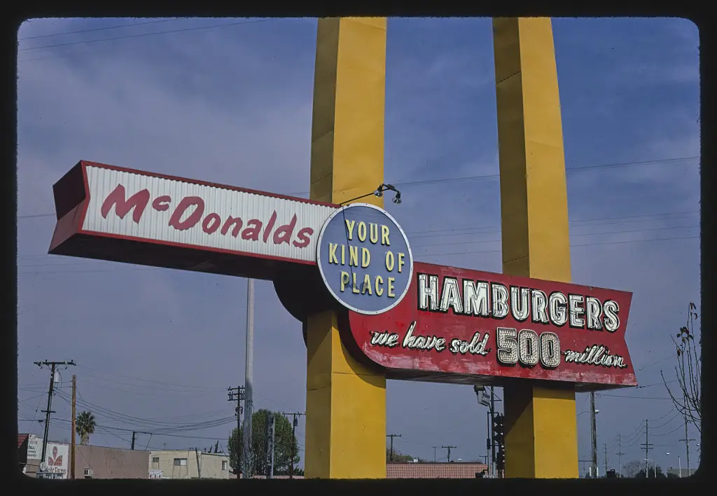 McDonald's Restaurant sign, detail, Lakewood Boulevard, Downey, California